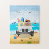 Chow Chow Dog Driving on Beach Puzzle (Vertikal)