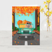 Chow Chow Dog Fall Pumpkin Karte (Gelbe Blume)