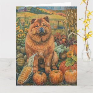 Chow Chow Dog Herbst Ernte Erntedank Karte