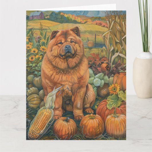 Chow Chow Dog Herbst Ernte Erntedank Karte (Vorderseite)