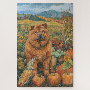 Chow Chow Dog Herbst Ernte Erntedank Puzzle