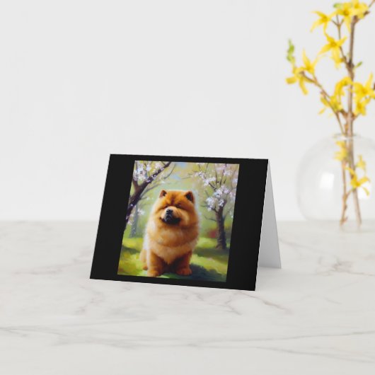 Chow Chow Dog Karte (Gelbe Blume)