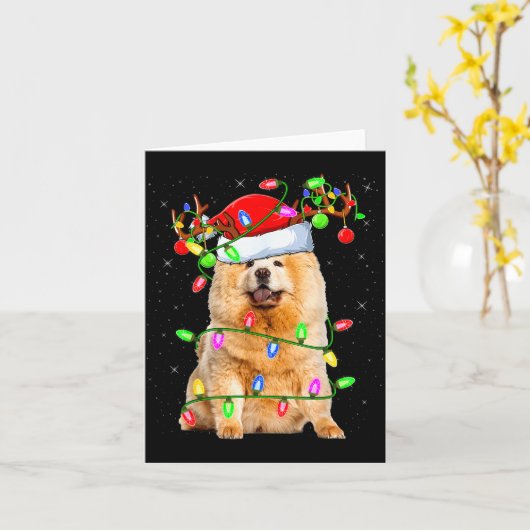 Chow Chow Dog Lover Xmas Lighting Santa Chow Chow Karte (Gelbe Blume)