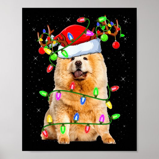 Chow Chow Dog Lover Xmas Lighting Santa Chow Chow Poster (Vorne)