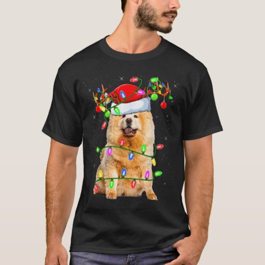 Chow Chow Dog Lover Xmas Lighting Santa Chow Chow T-Shirt (Vorderseite)