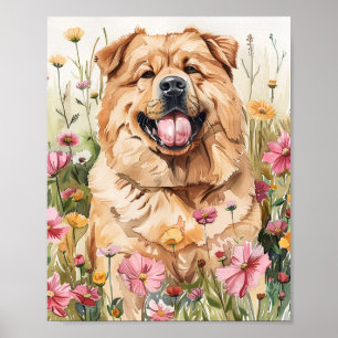 Chow Chow Dog Portrait Wand an Wand Kunstdruckerei Poster
