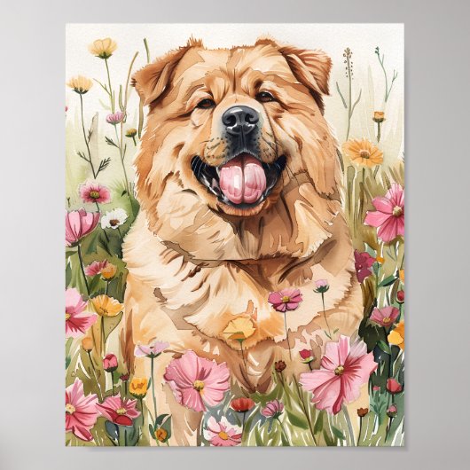 Chow Chow Dog Portrait Wand an Wand Kunstdruckerei Poster (Vorne)