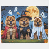 Chow Chow Dog Pumpkin Halloween Funny Fleecedecke (Vorderseite (Horizontal))