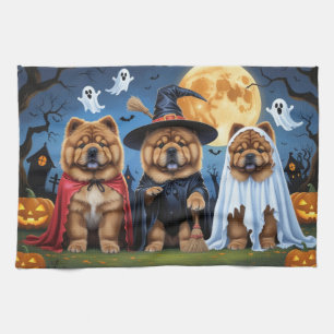 Chow Chow Dog Pumpkin Halloween Funny Geschirrtuch