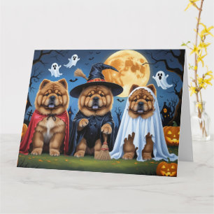 Chow Chow Dog Pumpkin Halloween Funny Karte