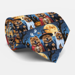 Chow Chow Dog Pumpkin Halloween Funny Krawatte