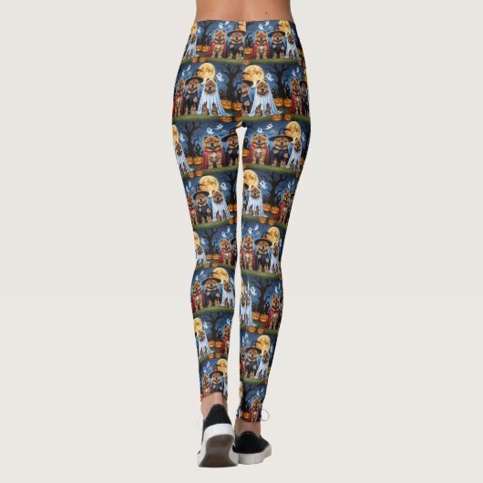Chow Chow Dog Pumpkin Halloween Funny Leggings (Rückseite)