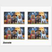 Chow Chow Dog Pumpkin Halloween Funny Rechteckiger Aufkleber (Blatt)