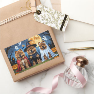 Chow Chow Dog Pumpkin Halloween Funny Rechteckiger Aufkleber