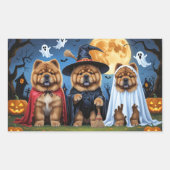 Chow Chow Dog Pumpkin Halloween Funny Rechteckiger Aufkleber (Vorderseite)