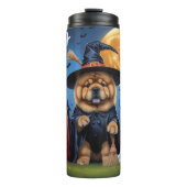 Chow Chow Dog Pumpkin Halloween Funny Thermosbecher (Vorderseite)