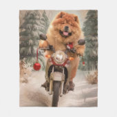 Chow Chow Dog Reiten Motorrad Weihnachten Fleecedecke (Vorderseite)