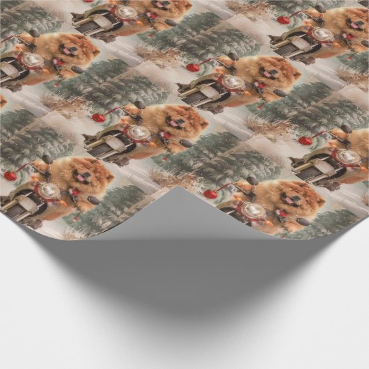 Chow Chow Dog Reiten Motorrad Weihnachten Geschenkpapier (Ecke)