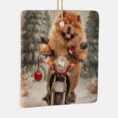 Chow Chow Dog Reiten Motorrad Weihnachten Keramikornament (Rechts)
