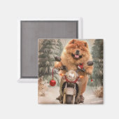 Chow Chow Dog Reiten Motorrad Weihnachten Magnet (Vorderseite/Rückseite)