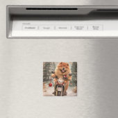 Chow Chow Dog Reiten Motorrad Weihnachten Magnet (In Situ (Geschirrspüler))