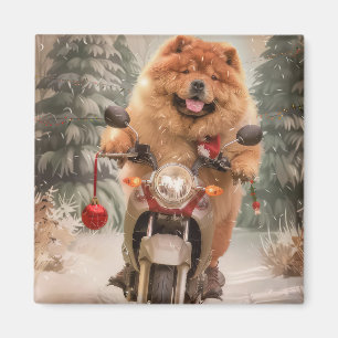 Chow Chow Dog Reiten Motorrad Weihnachten Magnet