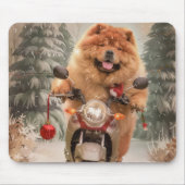 Chow Chow Dog Reiten Motorrad Weihnachten Mousepad (Vorne)