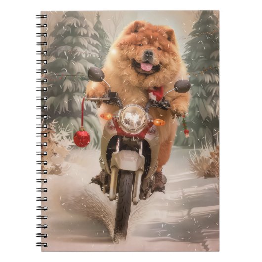 Chow Chow Dog Reiten Motorrad Weihnachten Notizblock (Vorderseite)