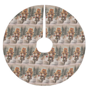 Chow Chow Dog Reiten Motorrad Weihnachten Polyester Weihnachtsbaumdecke
