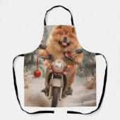 Chow Chow Dog Reiten Motorrad Weihnachten Schürze (Vorderseite)