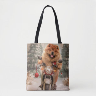 Chow Chow Dog Reiten Motorrad Weihnachten Tasche