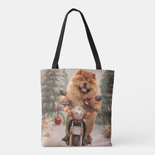 Chow Chow Dog Reiten Motorrad Weihnachten Tasche (Rückseite)