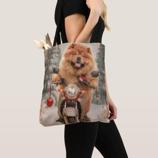 Chow Chow Dog Reiten Motorrad Weihnachten Tasche (Von Nahem)