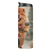 Chow Chow Dog Reiten Motorrad Weihnachten Thermosbecher (Nach rechts gedreht)