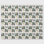 Chow Chow Dog Retro Truck Monogramm Weihnachten Geschenkpapier (Flach)