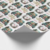 Chow Chow Dog Retro Truck Monogramm Weihnachten Geschenkpapier (Ecke)