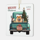 Chow Chow Dog Retro Truck Weihnachten Keramikornament (Links)