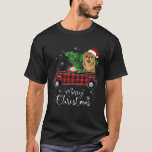 Chow Chow Dog Ride Red Truck Weihnachten Witziger T-Shirt