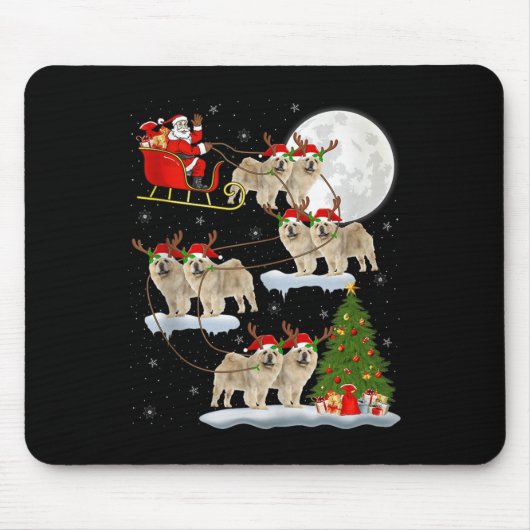 Chow Chow Dog Santa Sleigh Flying Funny Magical Ch Mousepad (Vorne)