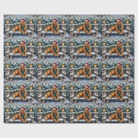Chow Chow Dog Serene Winter Garden Christmas Art Geschenkpapier (Flach)