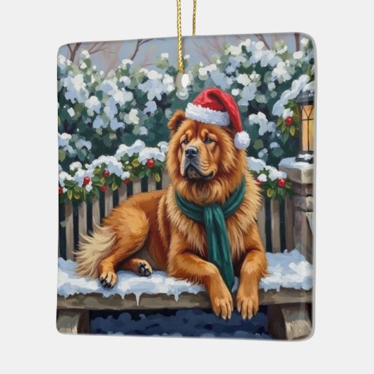 Chow Chow Dog Serene Winter Garden Christmas Art Keramikornament (Links)