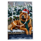 Chow Chow Dog Serene Winter Garden Christmas Art Mittlere Geschenktüte (Vorderseite)