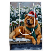 Chow Chow Dog Serene Winter Garden Christmas Art Mittlere Geschenktüte (Rückseite)
