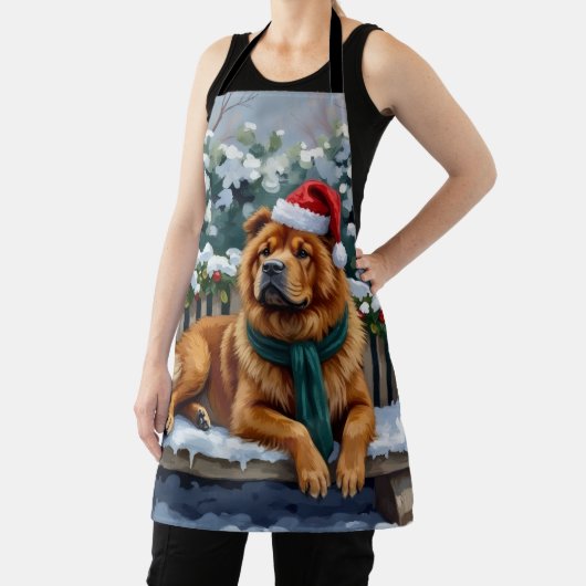 Chow Chow Dog Serene Winter Garden Christmas Art Schürze (InSitu)