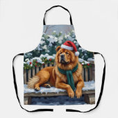 Chow Chow Dog Serene Winter Garden Christmas Art Schürze (Vorderseite)