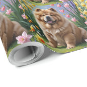 Chow Chow Dog Spring Blumen Malerei Geschenkpapier (Rolleneckpunkt)
