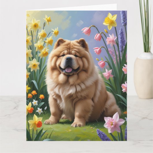 Chow Chow Dog Spring Blumen Malerei Karte (Vorderseite)