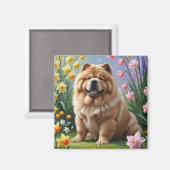 Chow Chow Dog Spring Blumen Malerei Magnet (Vorderseite/Rückseite)