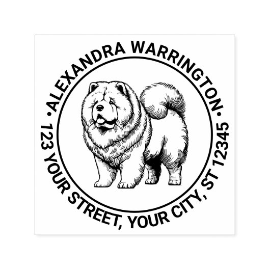 Chow Chow Dog Stehend Name Rücksendeadresse Permastempel (Design)