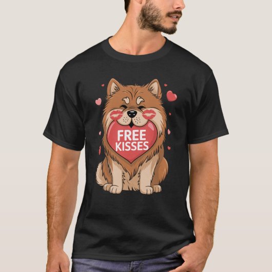 Chow Chow Dog Valentinstag Freie Kisses T-Shirt (Vorderseite)